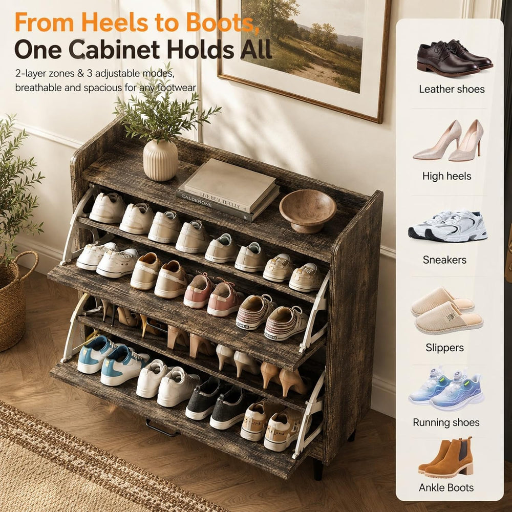 VINGLI Shoe Storage Cabinet for Entryway with 2 Flip Drawers, Ultra Slim Free...