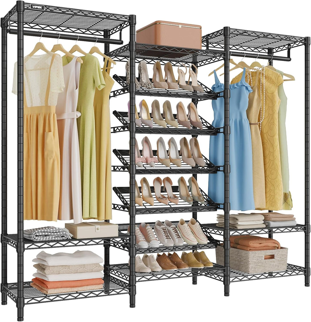 VIPEK S30 Clothes Rack with 25° Adjustable Shoe Shelves for Bedroom, Black