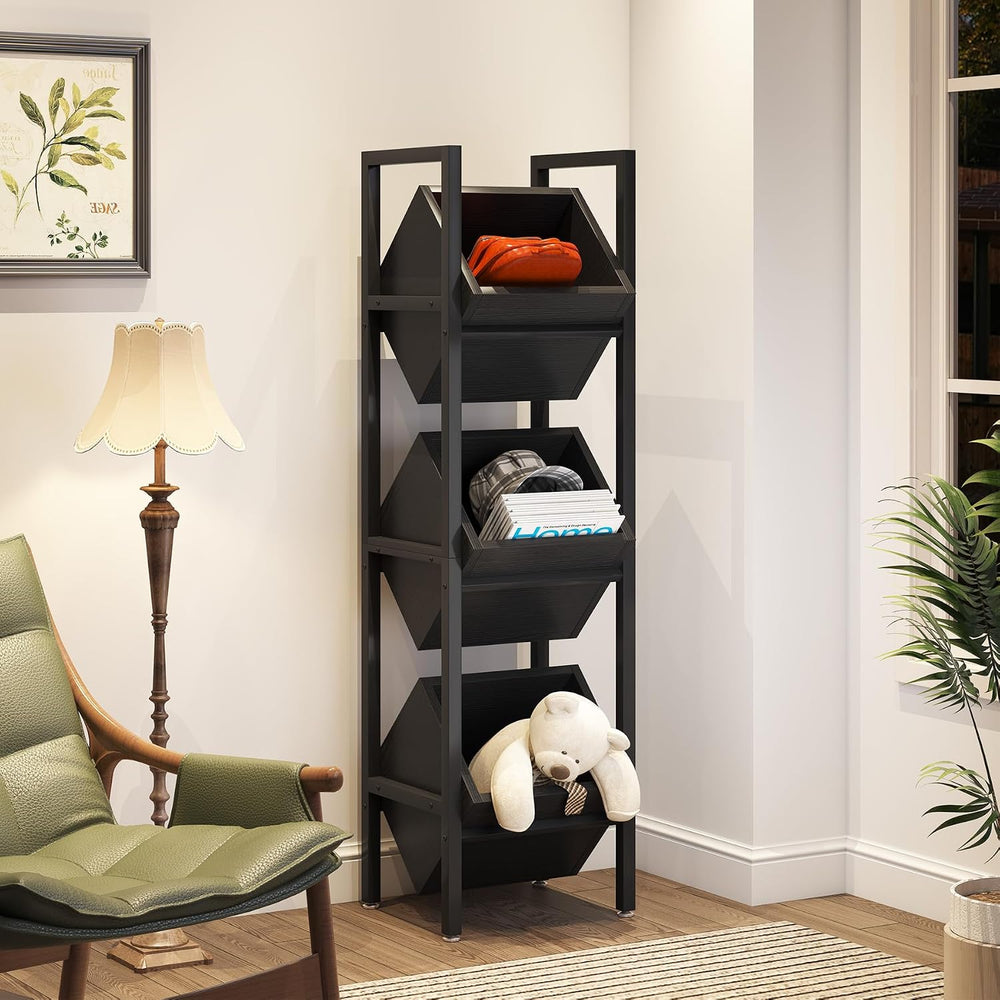 Tribesigns 3-Tier Basket Stand, Wood Snack Rack with Baskets, Rustic Vertical...