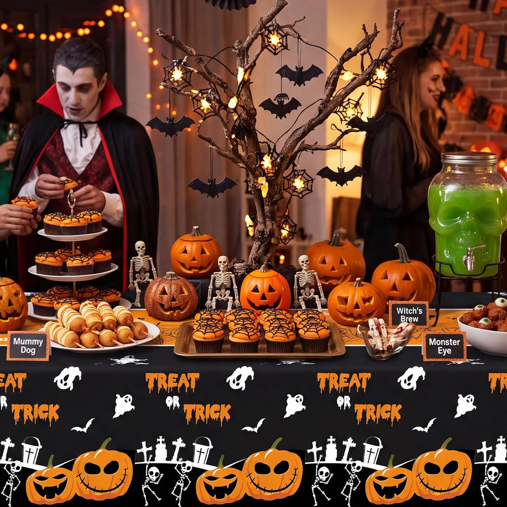 54 Inch X 300 Feet Plastic Table Cover Roll Disposable Halloween Tablecloth w...