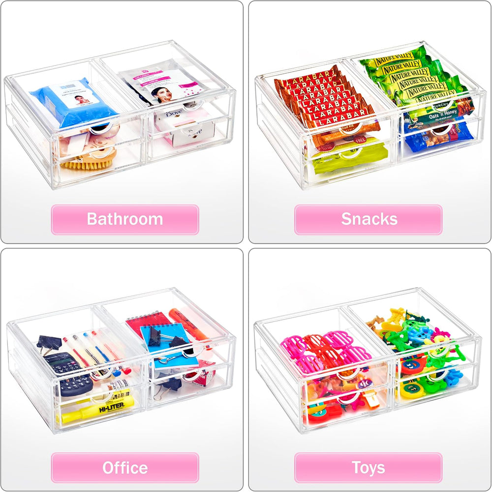 Sorbus Acrylic Drawers, Clear Makeup Organizer for Vanity (4 Drawers)