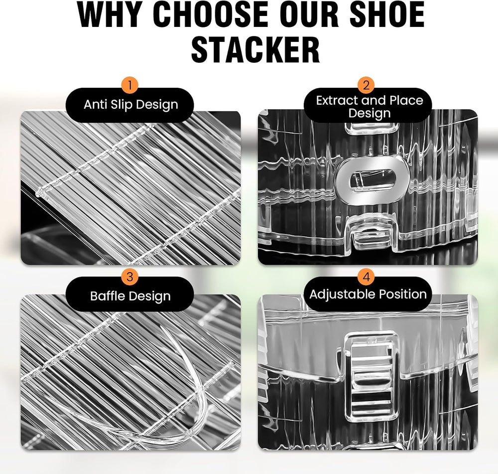 TOPNEW 20 Pack Shoe Slots Organizer Shoe Stacker Space Saver 50% (Clear)