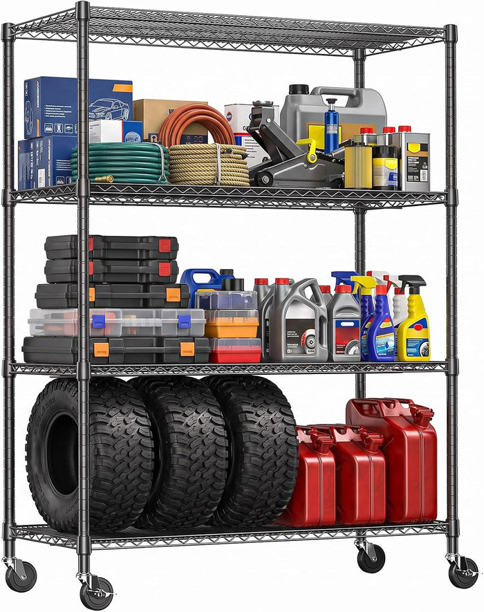 IZEUK Heavy Duty 72" Industrial Black Metal Garage Storage Shelf
