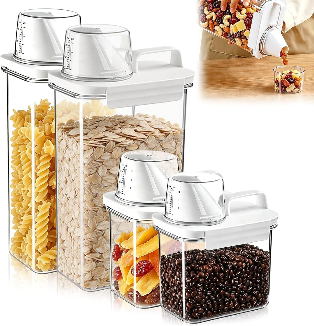 Cereal Storage Containers Sets,BPA Free with Pouring Spout Handle Airtight Fo...