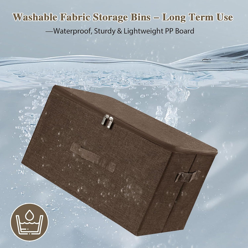 ANMINY Fabric Storage Bins with Zipper Lids, 15"x10"x6", Coffe...