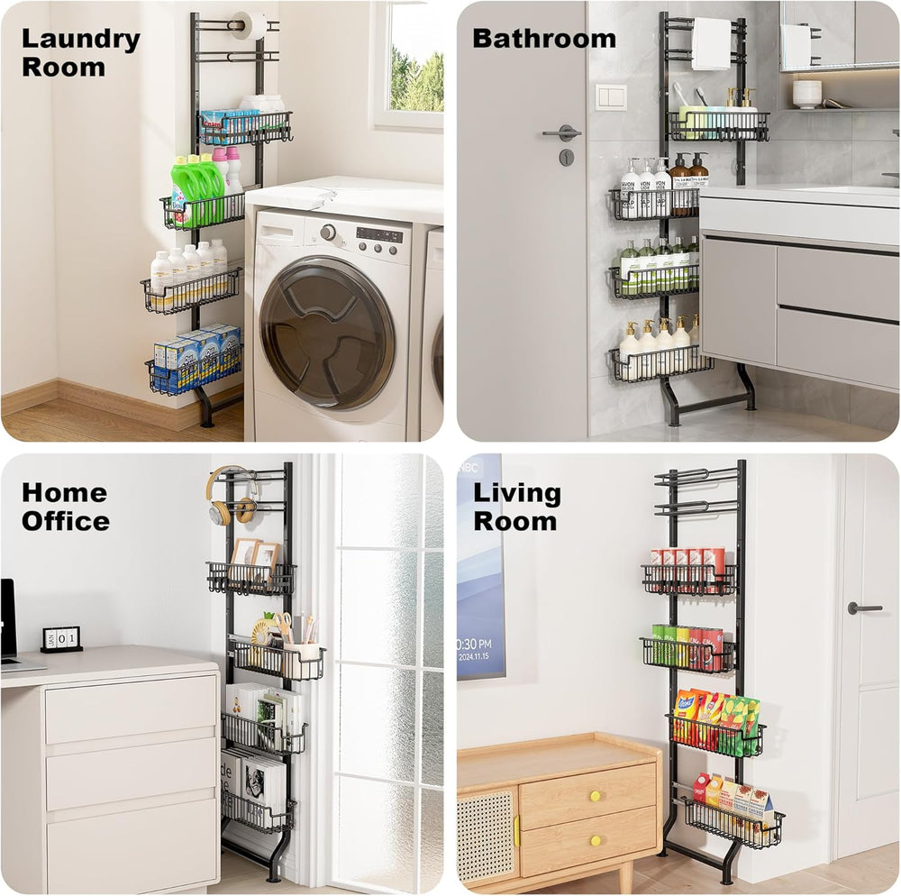 BUKFEN 6-Tier Slim Corner Shelf, Spice Rack Narrow Storage Next to Fridge