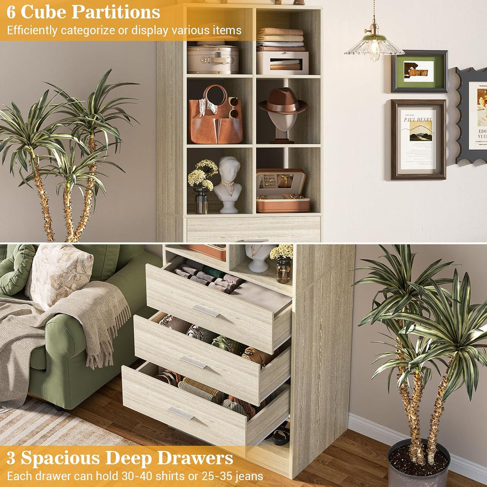 Homieasy Closet System Organizer with 3 Drawers and Partition Storage, Freest...