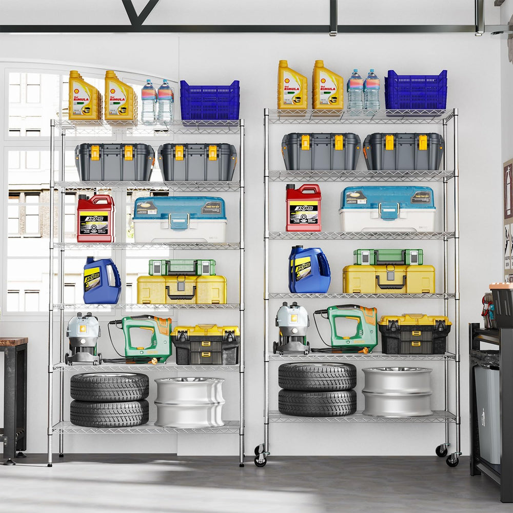 FDW | 6-Tier Garage Shelving with Wheels | 45" x 18" x 82" | W...