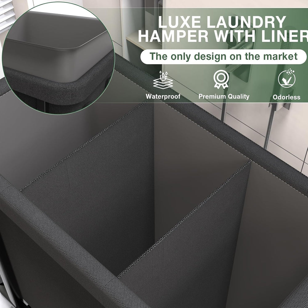 Laundry Basket with Lid,230L Rolling Laundry Hamper with Wheels,Black
