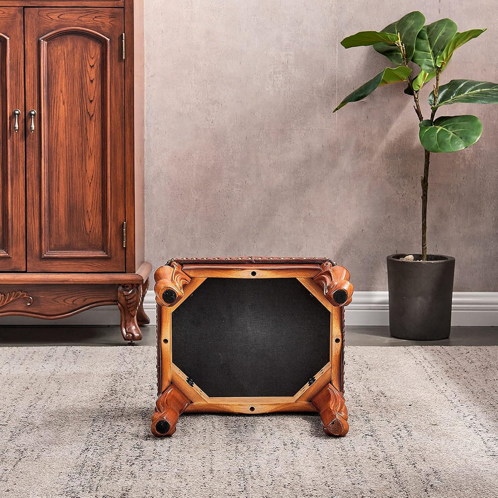 Foot Stool Ottoman Foot Rest Microfiber Leather Upholstered Foot Stool for Li...