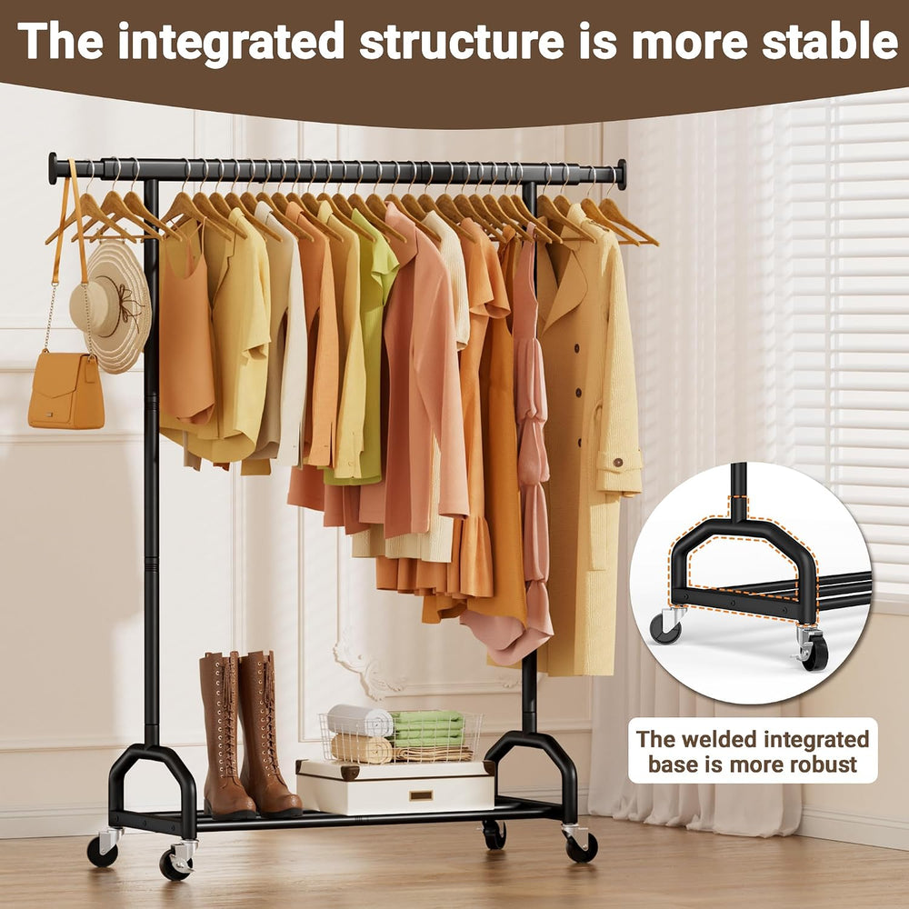 Heavy Duty Rolling Clothing Rack, 420 lbs Capacity Metal Clothes Rack with Wh...