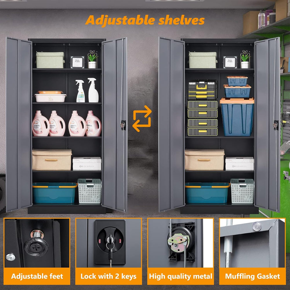 STANI Garage Storage Cabinet, 71" Steel Lockable File Cabinet, Locking S...