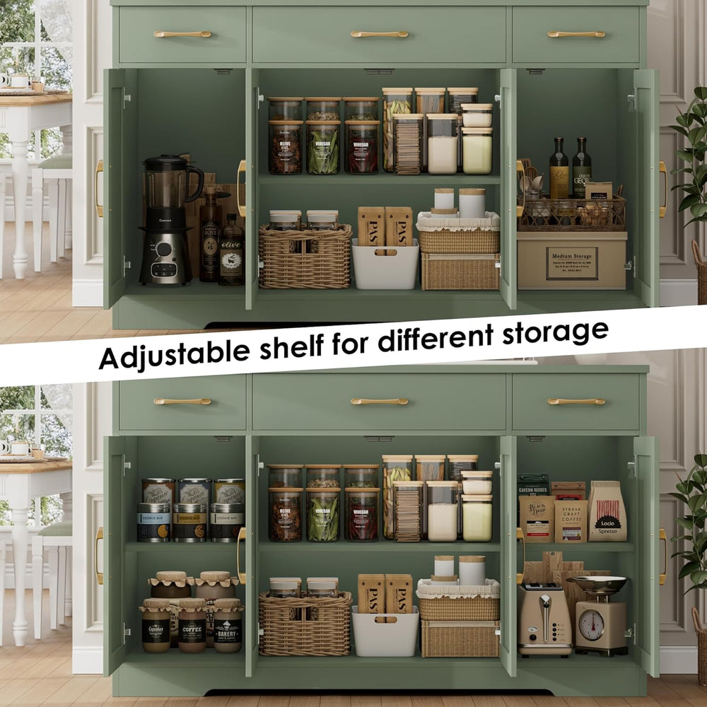 HOSTACK Kitchen Buffet Sideboard Storage Cabinet, Coffee Bar Cabinet, Green