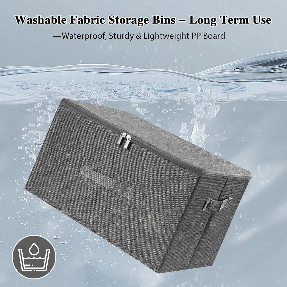 ANMINY Fabric Storage Bins with Zipper Lids, 15"x10"x6", Gray,...