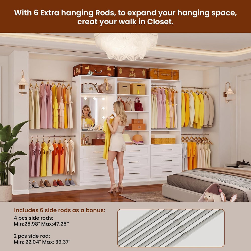 Closet System with 9 Drawers, 6-20FT Custom Closet Organizer System