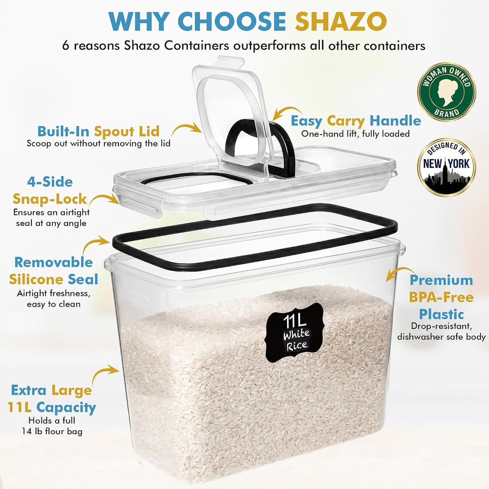 Shazo 2 PC (11L | 372 oz) Flour Sugar Storage Containers with Spout Lid &...