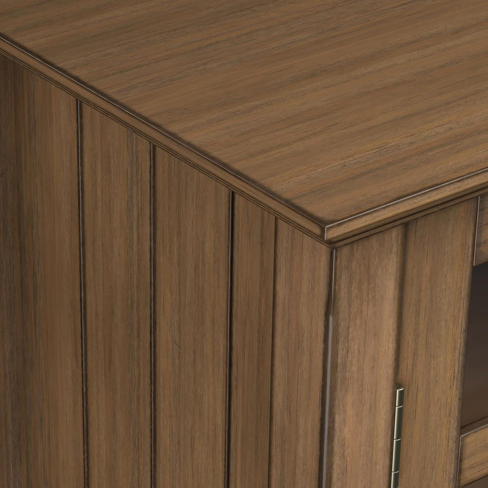 SIMPLIHOME Bedford 39" Solid Wood Cabinet in Rustic Natural Aged Brown