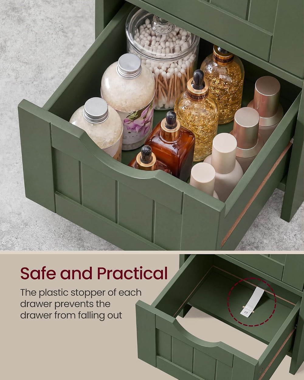 VASAGLE Floor Storage Cabinet, Freestanding Organizer with 4 Drawers