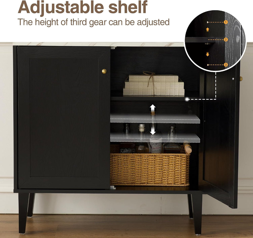 Storage Cabinets Set of 2 Credenza Buffets Adjustable Shelf WoodenTable Conso...