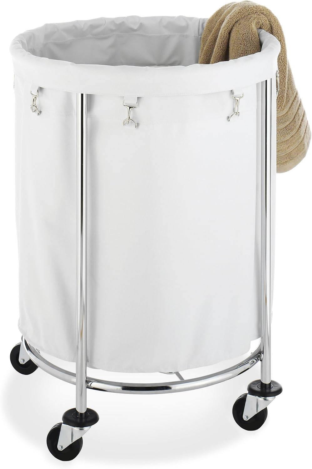 Whitmor Round Commercial Laundry Hamper with Removable Liner and Heavy Duty W...