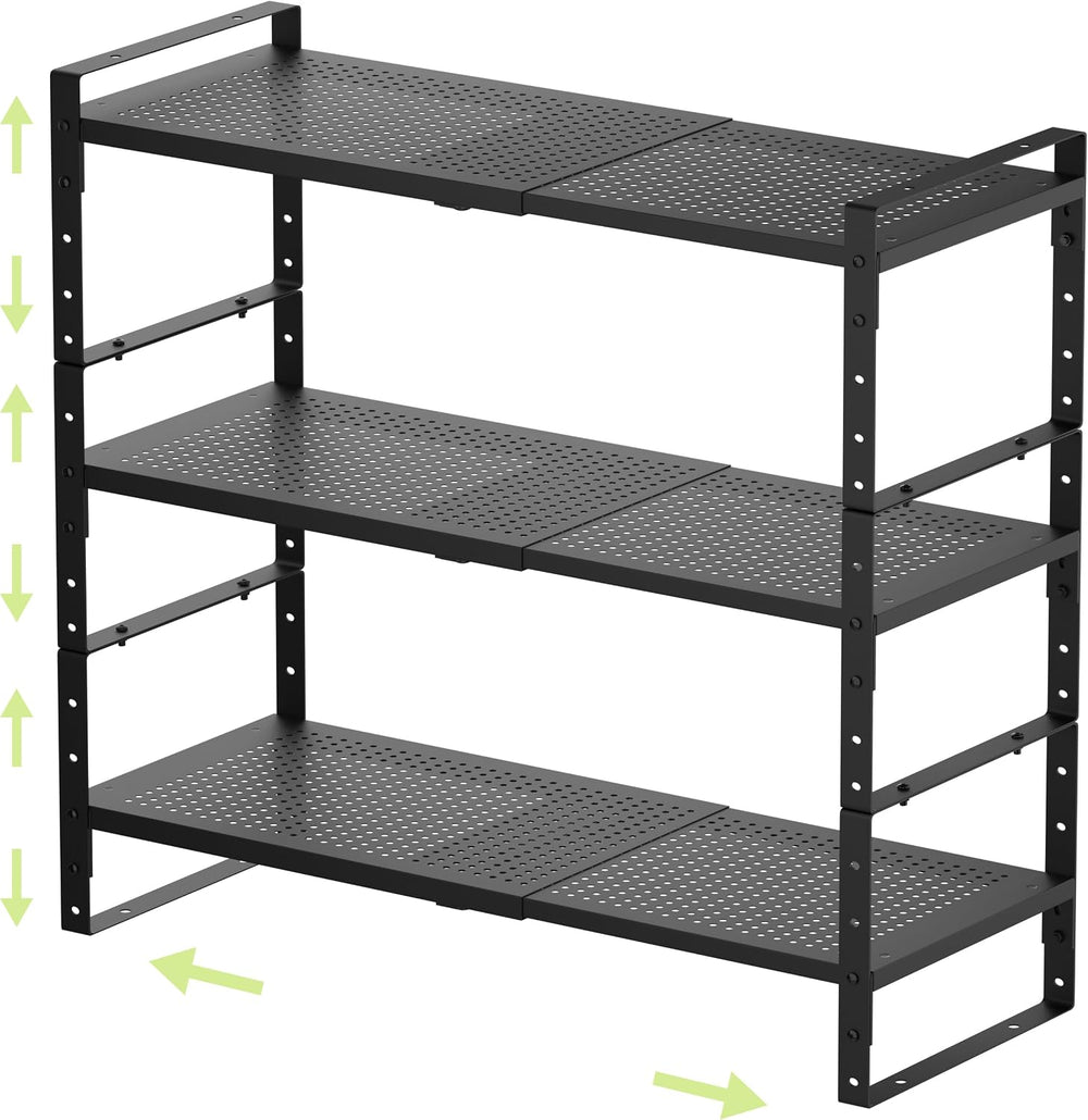 Expandable Shoe Rack Heavy-Duty Closet Organizer Adjustable Shelf Stackable M...