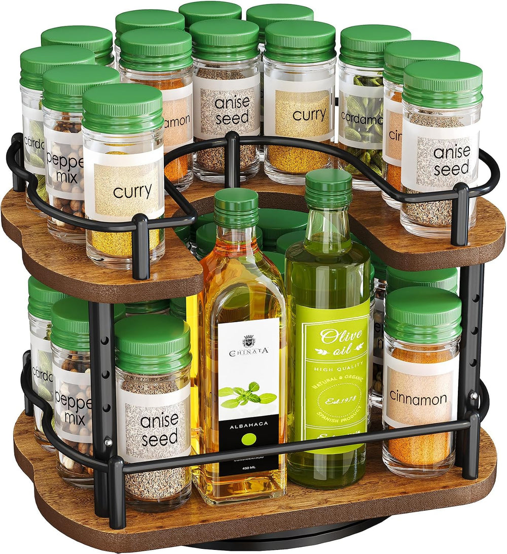 SNTD Spice Organization for Cabinet, Lazy Susan Spice Rack, 10 in, Black