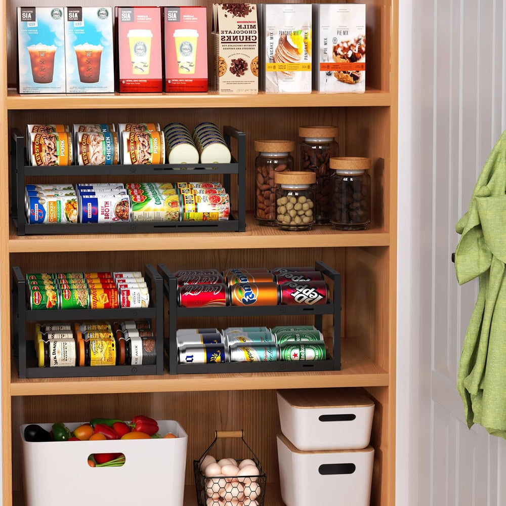 2-Tier Can Organizer for Pantry, Expandable Length Can Rack for Kitchen Shelf...