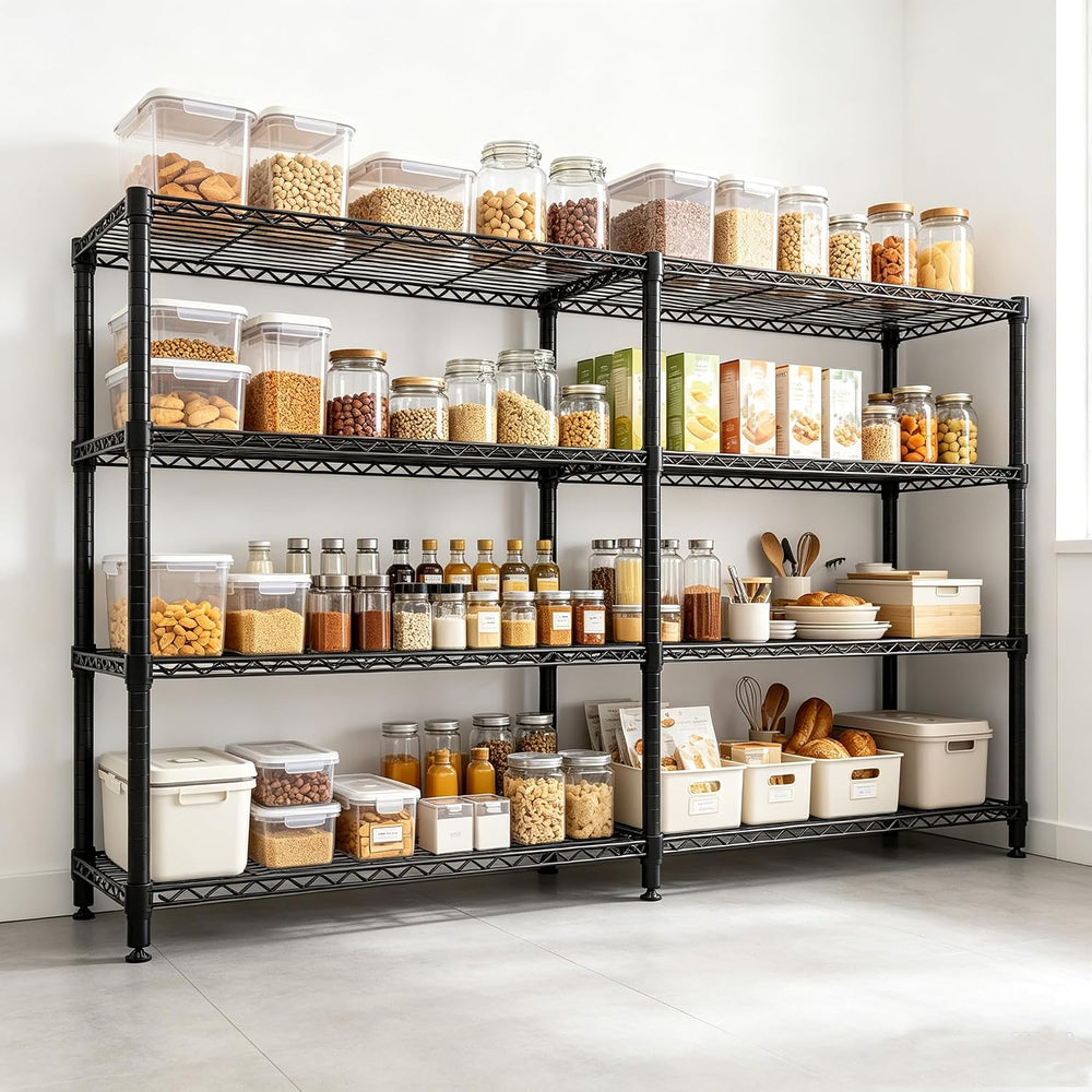 Garvee Metal Storage Shelves 4-Tier, Wire Shelving Rack 59"Wx13.8"D...