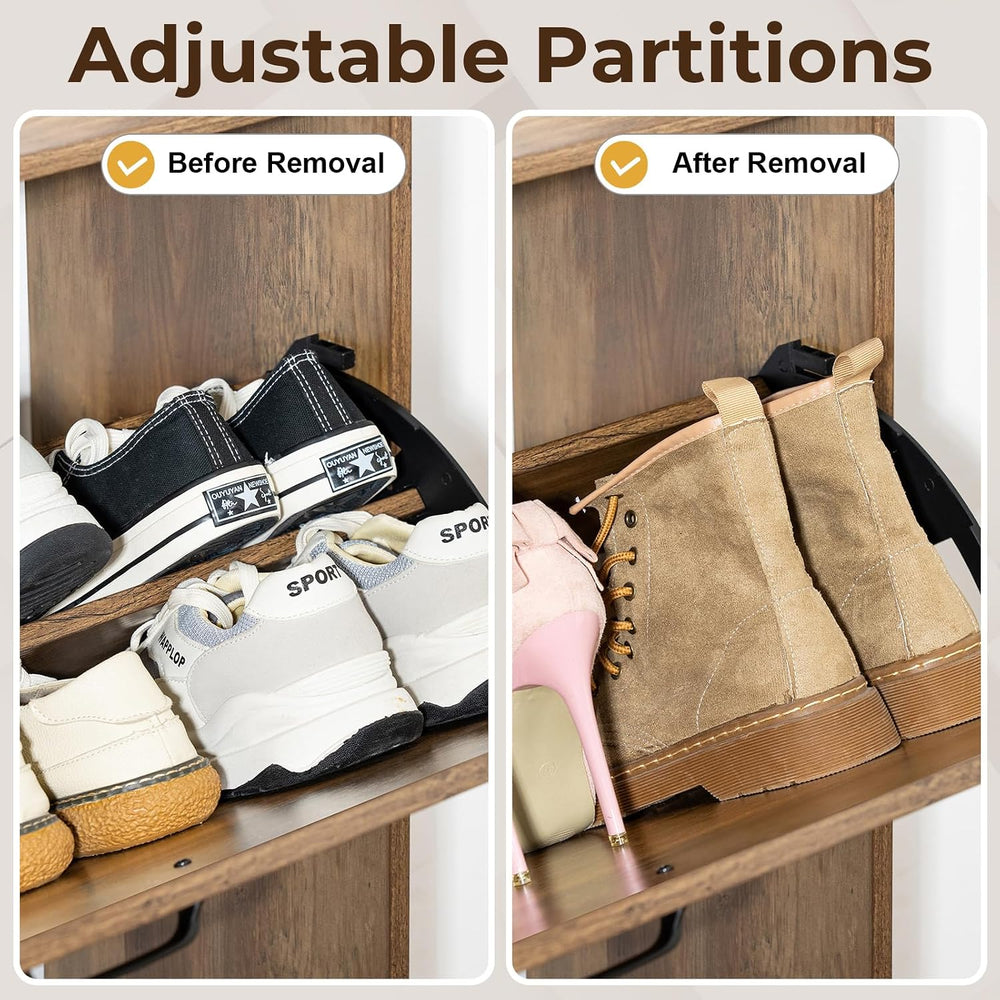HOMMPA Farmhouse Shoe Storage Cabinet with 2 Flip Drawers, Freestanding Shoe ...