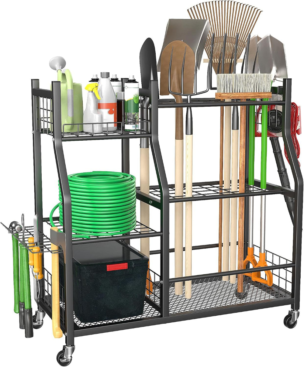 Ultrawall Garden Tool Organizer Stand, Garage Tool Storage Rack with Wheels