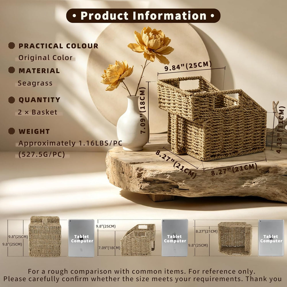 GYASVWU Seagrass Pantry Baskets for Organizing, Wicker Storage Baskets for Hi...