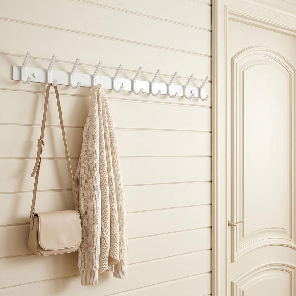 WEBI Coat Rack Wall Mounted,10 Hooks,30" Long Coat Hooks Wall Mount Whit...