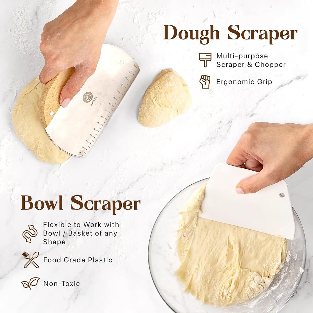 ABIOTO Sourdough Bread Baking Kit - 14-Piece Set with 10" Round & 11...