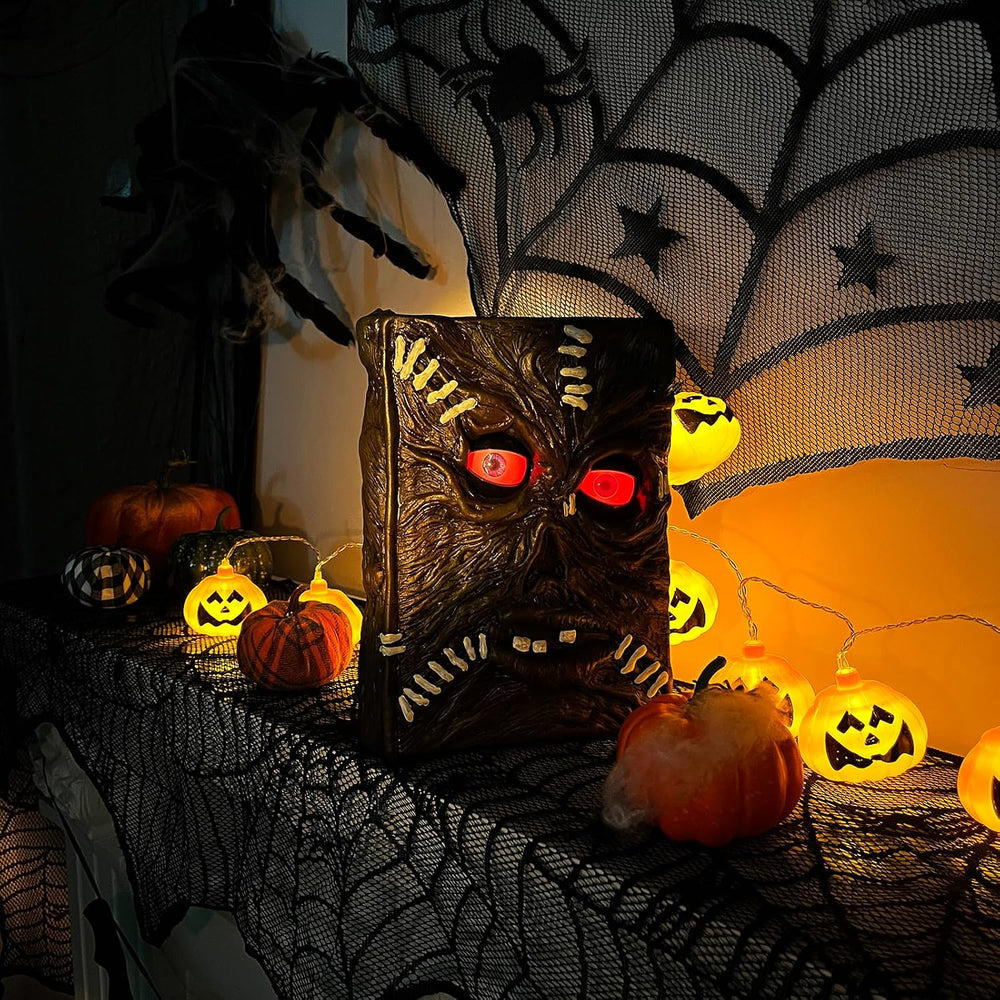QEQEKAKA Halloween Decorations Indoor Spell Book Blink Motion Activated