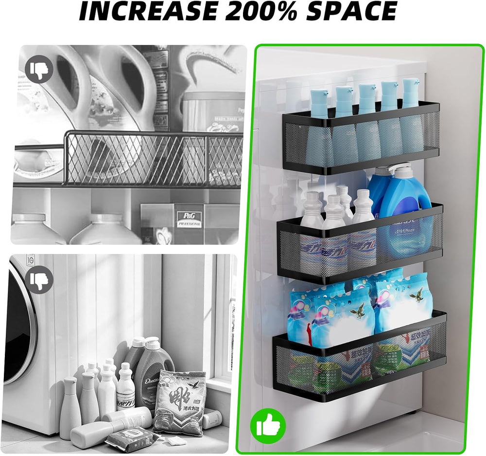 3 Pack Magnetic Shelves for Washing Machine,Laundry Organizer