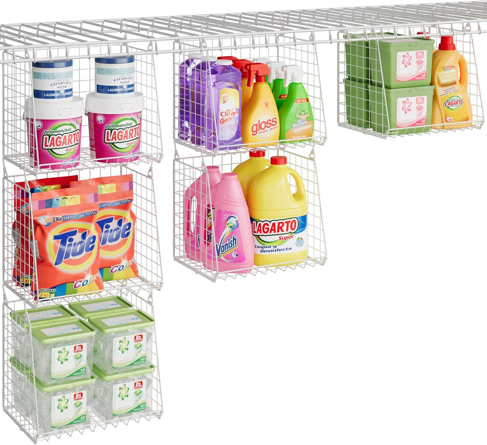 3-Pack Extra-Tall 13.6'' Hanging Laundry Basket Organizer, Foldable W...