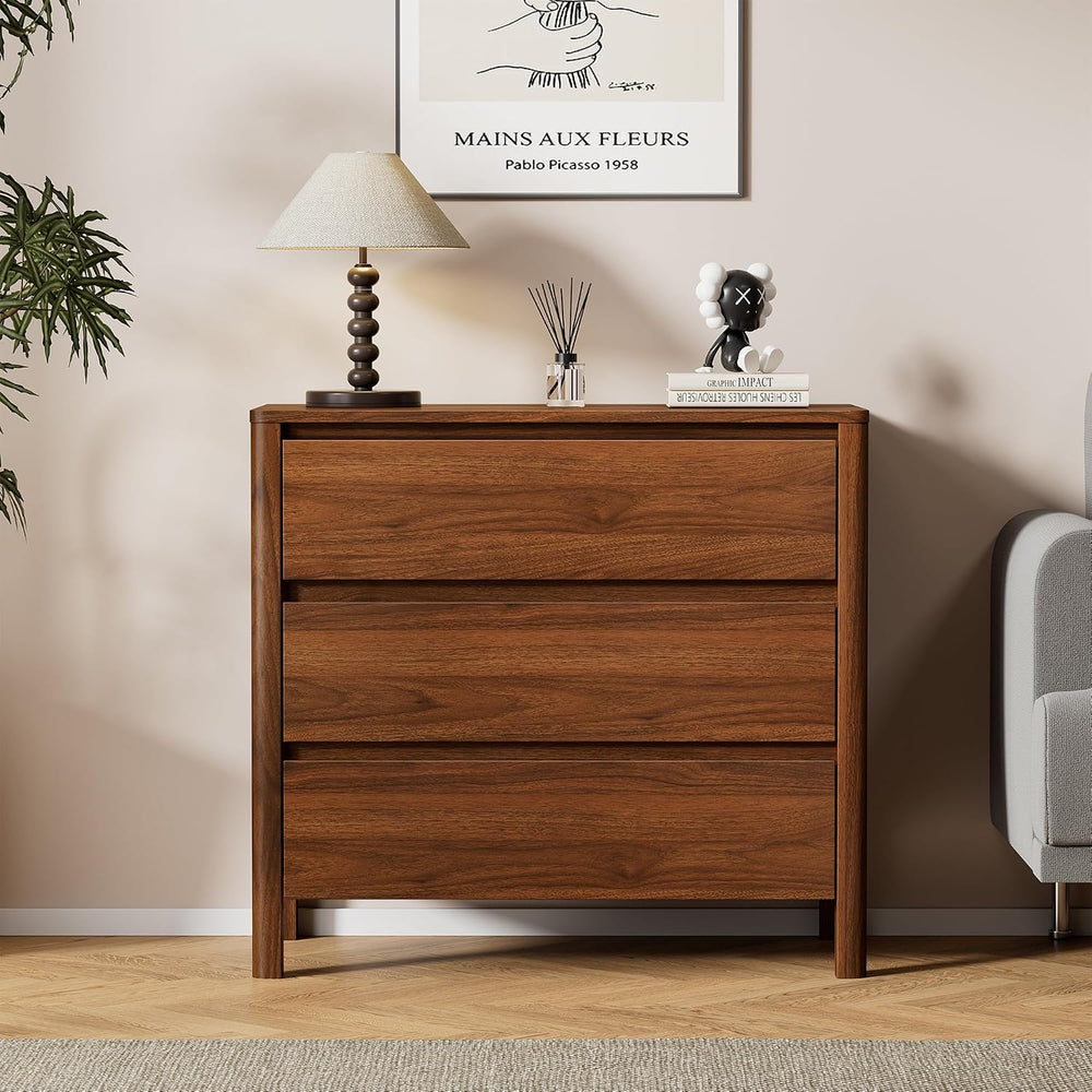 Furniway 31.5" Mid-Century Modern Dresser for Bedroom, 3 Drawer Small Ch...