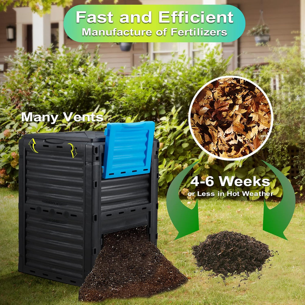 Garden Compost Bin 80 Gallon (300L) Large, Outdoor Composter from PP Material...