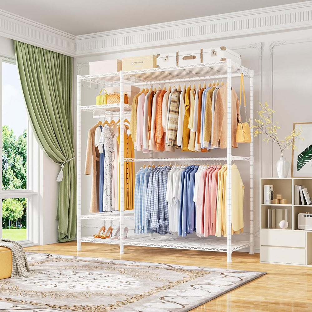 Ulif F7 Clothes Rack Heavy Duty, Clothing Racks for Hanging Clothes, White