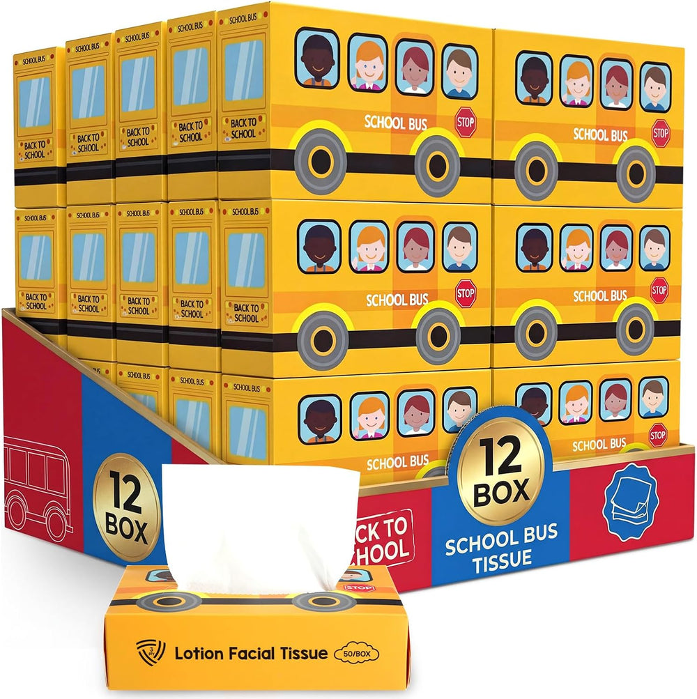 Colarr 12 Packs 600 Sheet Tissues Box for Classroom Teacher Tissue Bulk