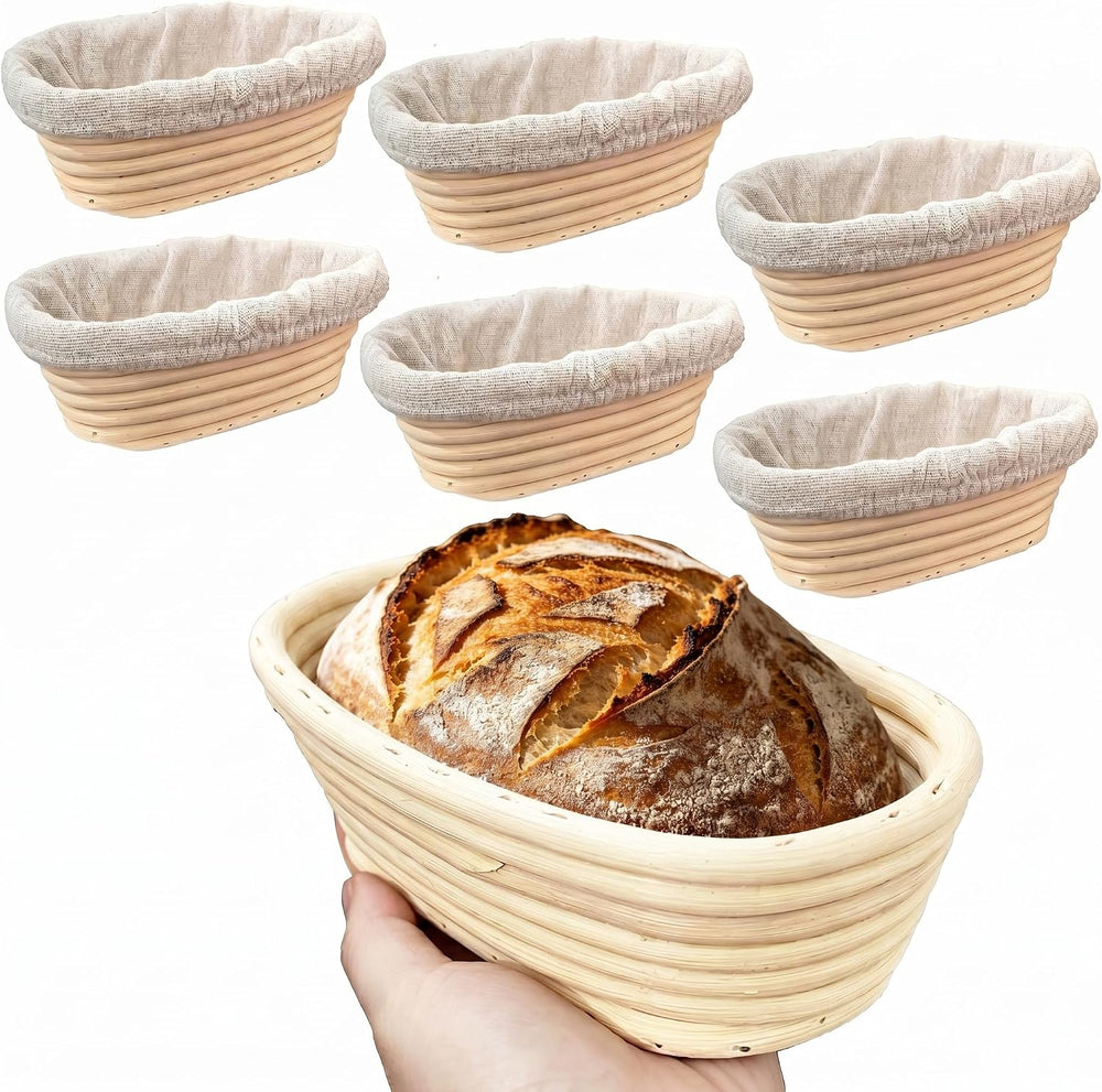 6 Pack 6.5 Inch Oval Bread Proofing Basket,Banneton Basket Bread Baking Bowl ...