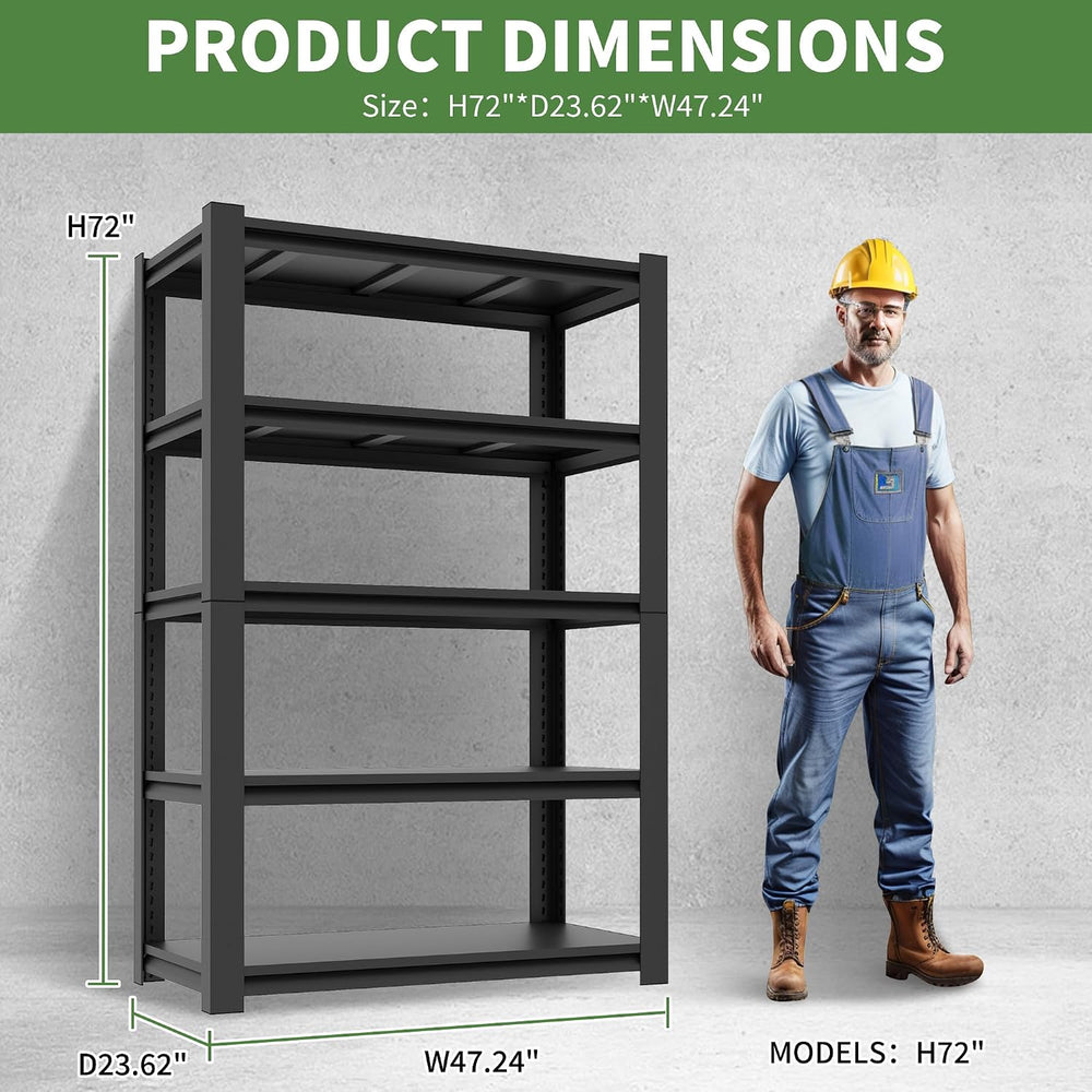 Garage Shelving,72" H Garage Shelves Heavy Duty, 3000Lbs 5 Tier Adjustab...