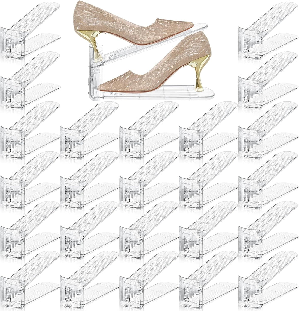 FENRUNXU Shoe Slots Organizer for Closet,24 Pack Shoe Stacker Shoe Rack Organ...