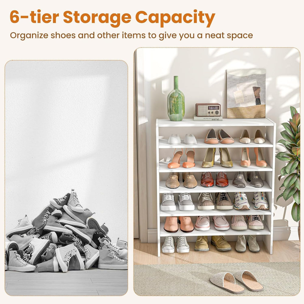 GOFLAME 6-Tier Shoe Rack, Stackable Shoe Storage Organizer, Freestanding Mode...
