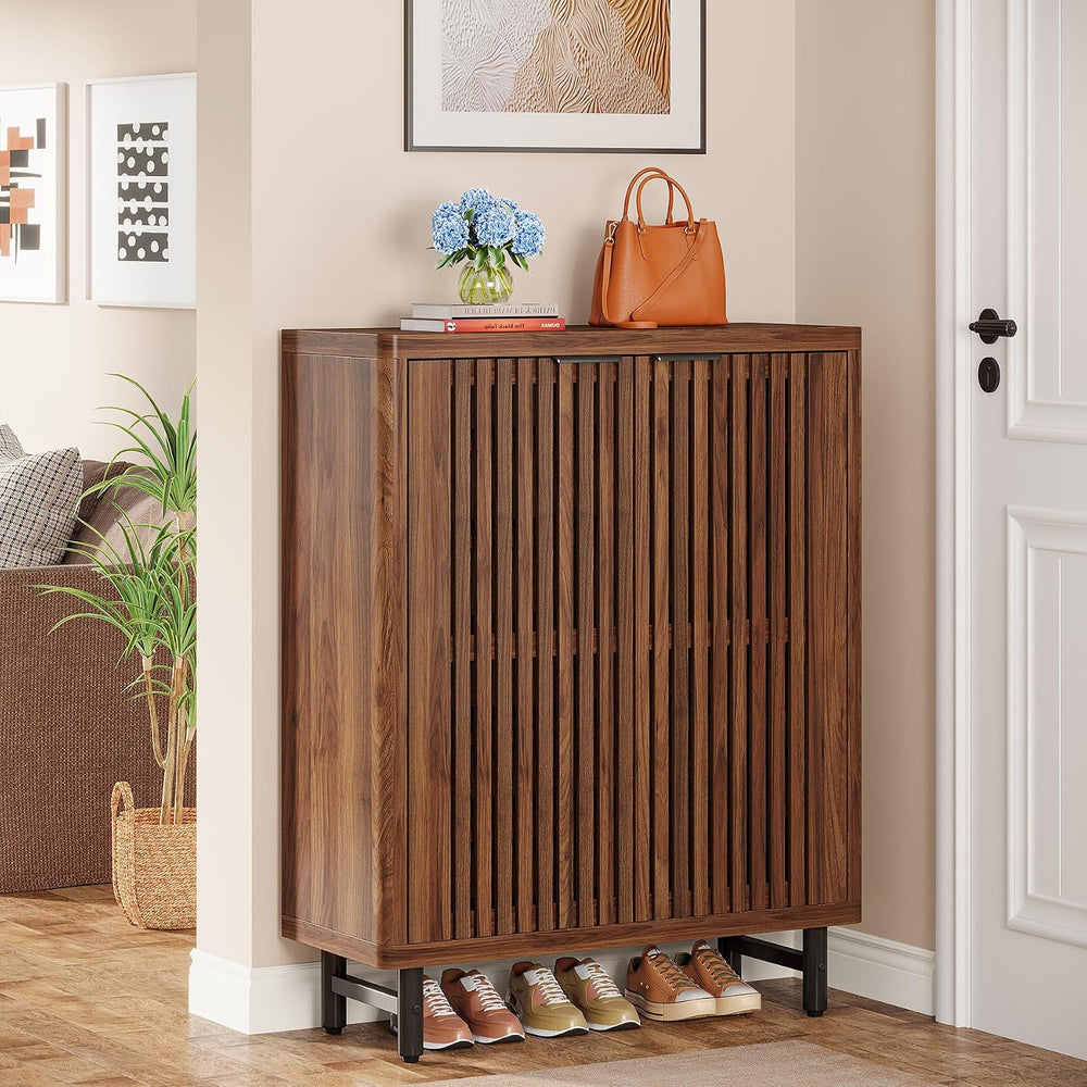 Tribesigns Shoe Cabinet with Shutter Doors