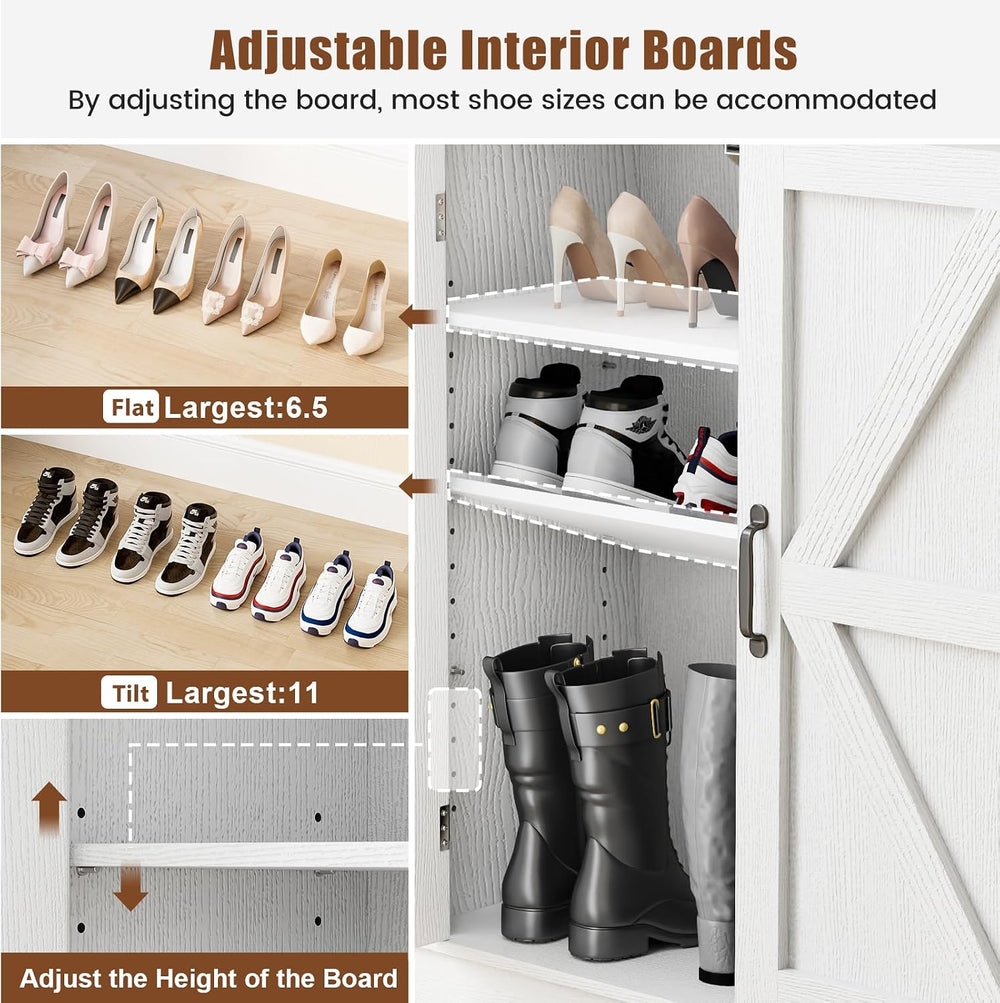 6-Tier Shoe Cabinet Holds Up to 20 Pairs, Entryway Shoe Rack, White