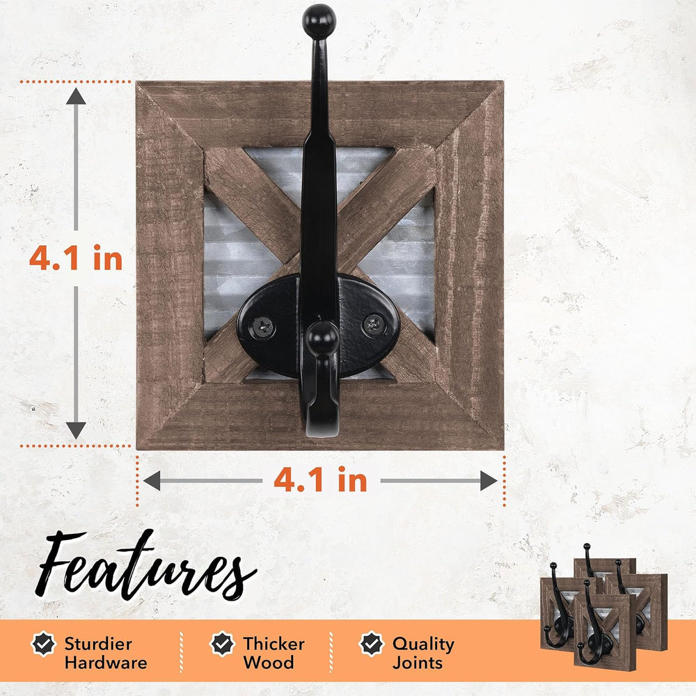 Autumn Alley Farmhouse Bathroom Hooks - 4 Pack Rustic Wall Hooks for Towels, ...