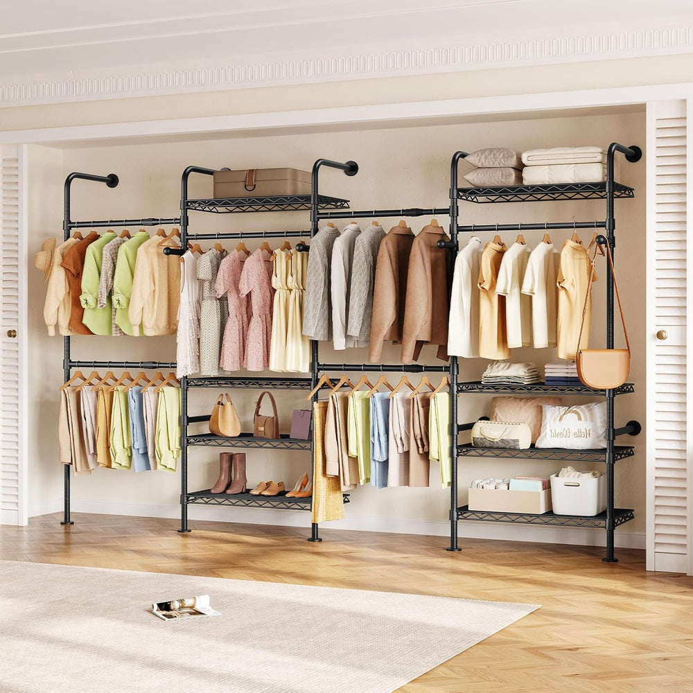 Closet Organizers and Storage, 4-Row Heavy Duty Clothes Rack for Hanging Clot...