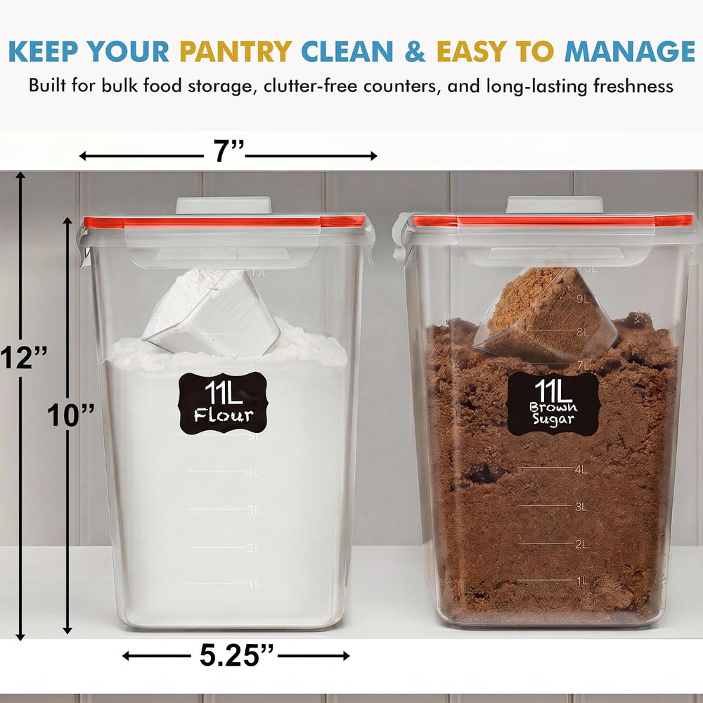 Shazo 2 PC (11L | 372 oz) Flour Sugar Storage Containers with Spout Lid &...