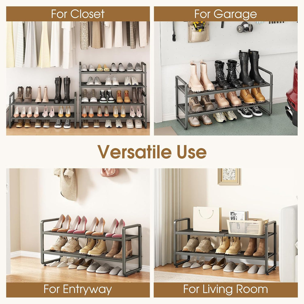 SAYZH 2-Tier Expandable Shoe Rack for Closet, Adjustable Metal Shoe Organizer...